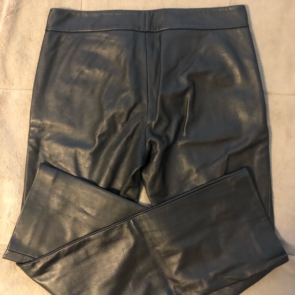 THEORY BLK LEATHER STRAIGHT LEG TROUSER SZ 6 x 34 - Picture 3 of 6